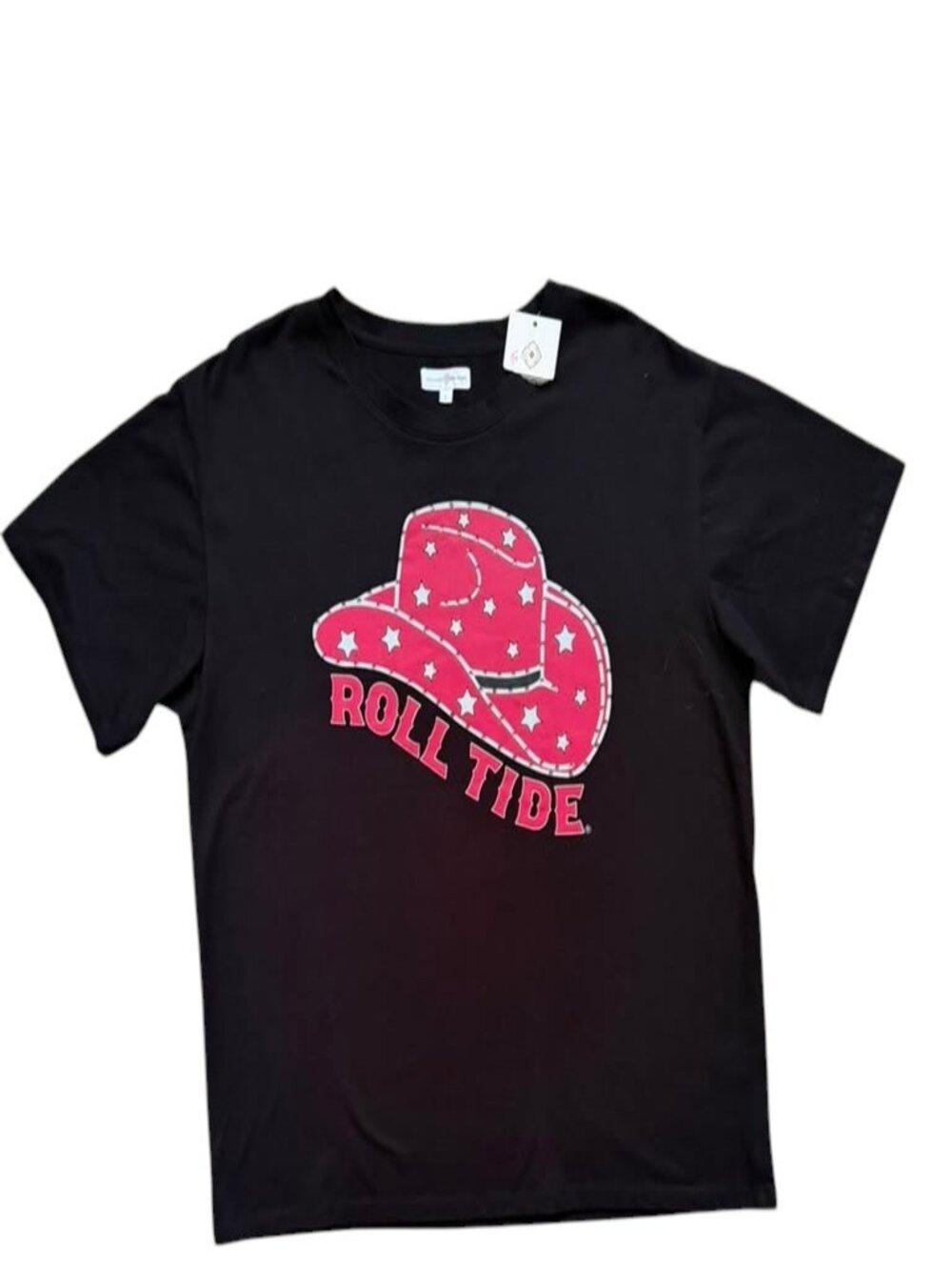 Stewart Simmons Women’s L Roll Tide Cowboy Hat Graphic Tee Black NWT Cotton.